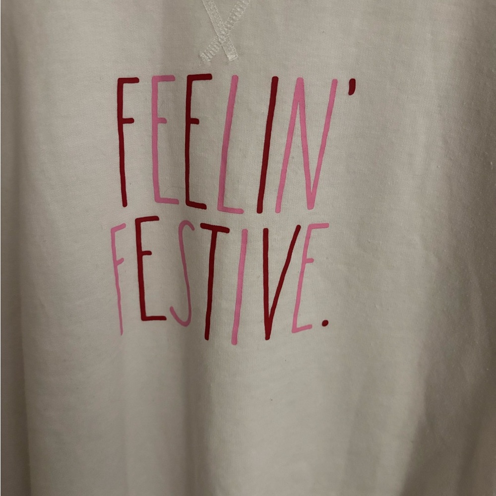 Rae Dunn Cream Sweatshirt with Pink and Red Graphic - Picture 2 of 3